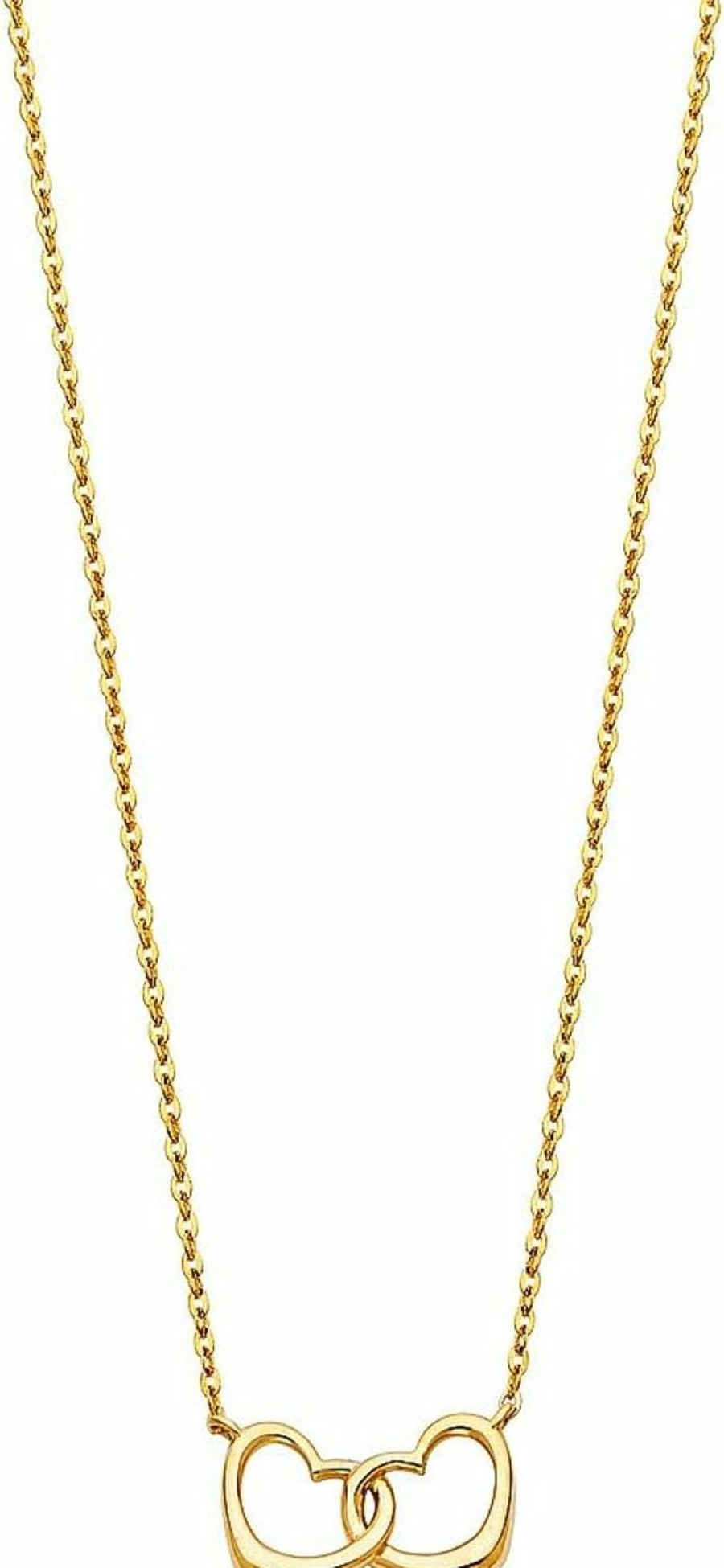 Necklaces | The World Jewelry Center 14K Yellow Gold Interlocking Double Heart Pendant Necklace - 17+1\"