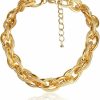 Necklaces | Asphinien Asphire Punk Twist Rope Choker Necklace Gold Chunky Carved Link Chain Statement Necklace Boho Twist Necklace Jewelry Gift For Women Teens Girls