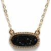 Necklaces | Miracle Collection Miracle Collection Faux Druzy Stone Light Weight Fashion Trendy Pendant Necklace For Women And Girls… (Black-Oval)