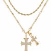 Necklaces | DYWE Dywe Cross Necklace For Women 18K Gold Necklace Jewelry For Women Trendy Double Cross Necklace For Girls Y2K Chains