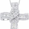 Necklaces | AFFY Affy White Natural Diamond Infinity Cross Pendant Necklace In 14K Gold Over Sterling Silver (1 Ct) Gift For Women & Men