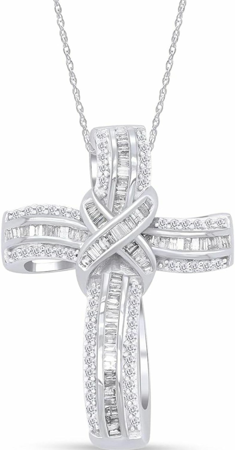 Necklaces | AFFY Affy White Natural Diamond Infinity Cross Pendant Necklace In 14K Gold Over Sterling Silver (1 Ct) Gift For Women & Men