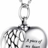 Necklaces | APOTIE 925 Sterling Silver Angel Wing Heart Urn Pendant Necklace For Ashes - A Piece Of My Heart Is In Heaven Memorial Keepsake Cremation Jewelry