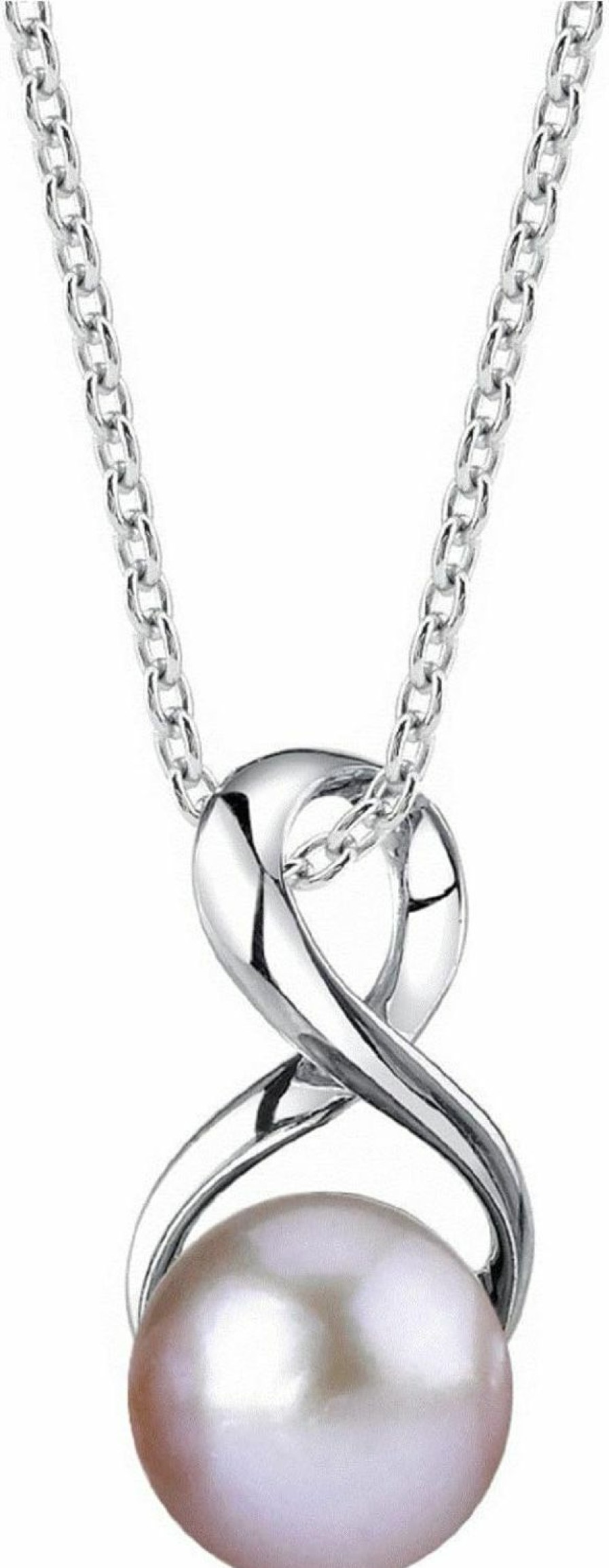 Necklaces | The Pearl Source The Pearl Source Freshwater Pearl Pendant Necklace For Women - Cultured Pearl Necklace With Infinity Design | Single Pearl Necklace For Women With 925 Sterling Silver 18\" Chain, 9.0-10.0Mm