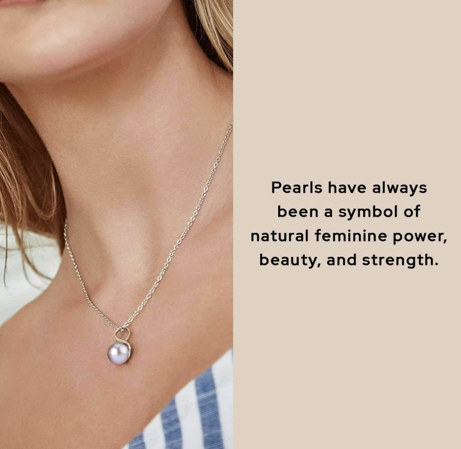 Necklaces | The Pearl Source The Pearl Source Freshwater Pearl Pendant Necklace For Women - Cultured Pearl Necklace With Infinity Design | Single Pearl Necklace For Women With 925 Sterling Silver 18\" Chain, 9.0-10.0Mm