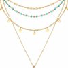 Necklaces | MINACHI Minachi Dainty Layer Necklace, Multilayered Turquoise Bead Chain Necklace, Summer Boho Jewelry Gift For Women