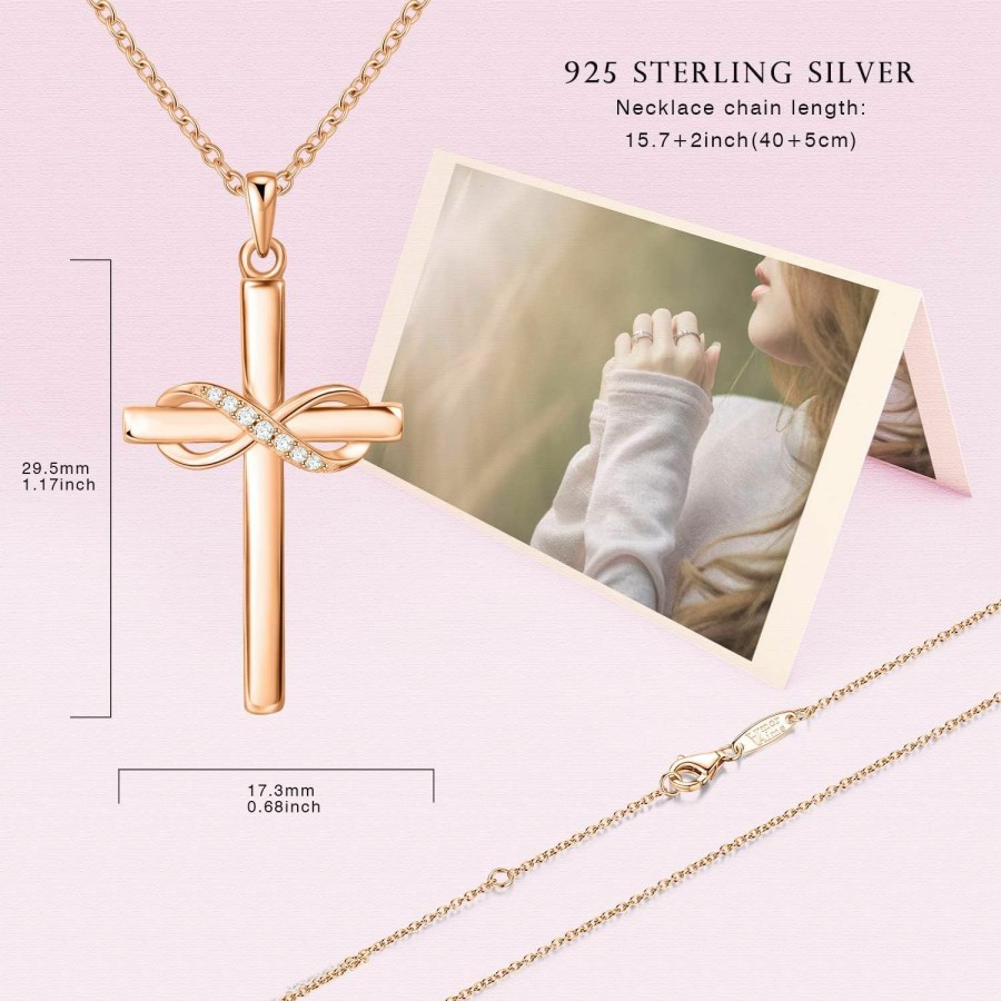 Necklaces | AmorAime Amoraime 925 Sterling Silver Cross Necklace For Women Infinity Necklace For Girlfriend Gifts For Mother'S Day, Birthday