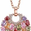 Necklaces | Merdia Merdia Crystal Colorized Cubic Zirconia Laminated Flower Pendant Necklace With 15.75+1.57 In Extender Chain For Women | Necklace Extender | Crystal Necklace | Flower Necklace | Rose Gold Necklace