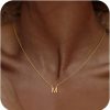 Necklaces | Poaiiu Initial Necklace For Women 14K Gold Plated Dainty Letter Necklaces Tiny Cute Initial Pendant Choker Simple Trendy Personalized Letter Name Necklaces Jewelry Gift For Teen Girls