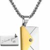 Necklaces | SHINYY Shinyy Envelope Love Letter Necklace For Women And Men Stainless Steel Engraved Locket With I Love You Secret Message Jewelry Pendant Gift For Couples And Family