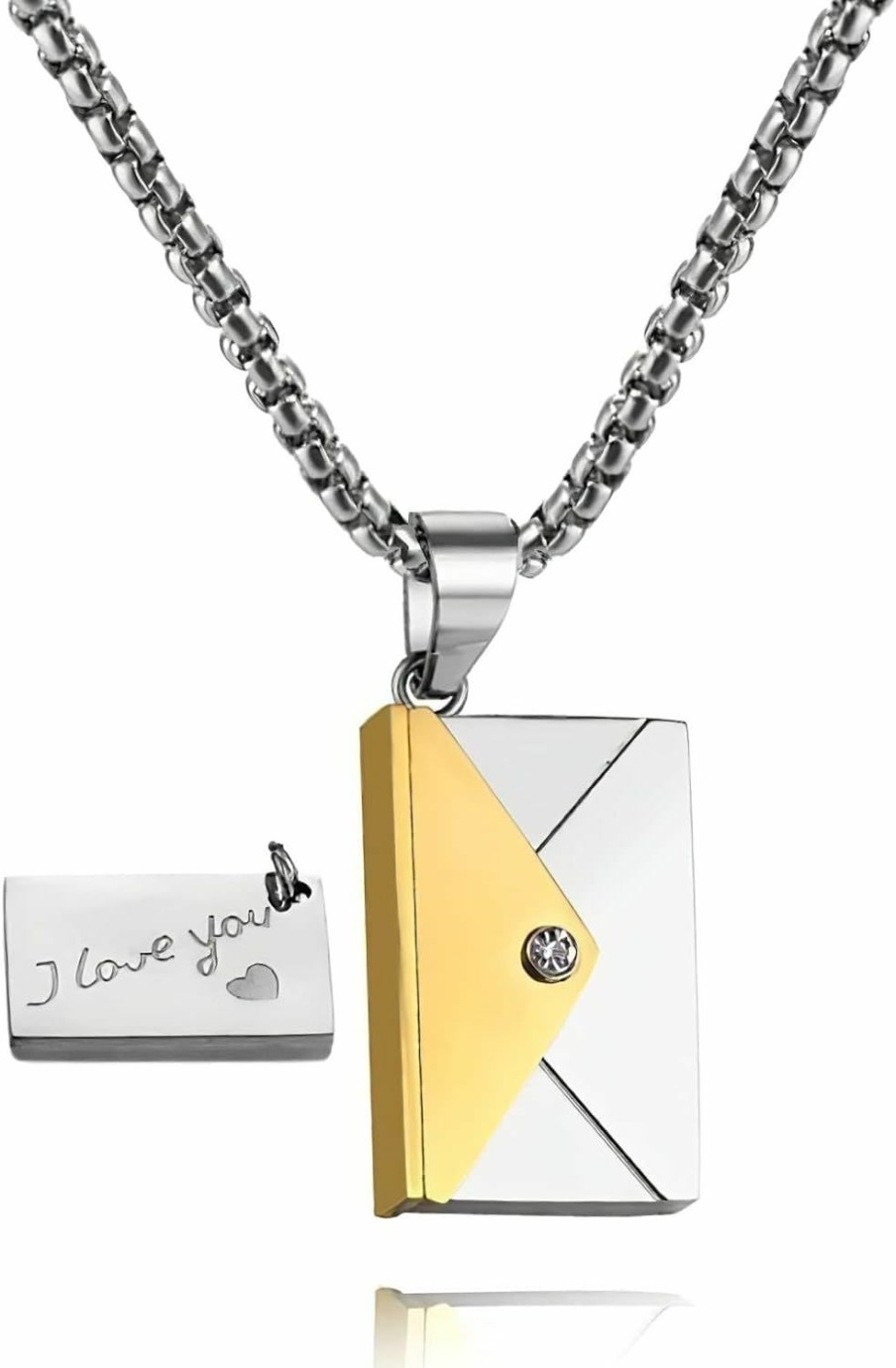 Necklaces | SHINYY Shinyy Envelope Love Letter Necklace For Women And Men Stainless Steel Engraved Locket With I Love You Secret Message Jewelry Pendant Gift For Couples And Family