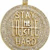 Necklaces | ICEDIAMOND Icediamond 14K Gold Plated Stay Humble-Hustle Hard Encourage Pendant Necklace, Iced Out Cz Diamond Hip Hop Charm Jewelry For Men Women