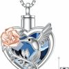 Necklaces | TOUPOP Toupop Hummingbird Urn Necklace For Ashes Sterling Silver With Crystal Cremation Jewelry W/Funnel Filler Keepsake Memory Jewelry For Women Girls