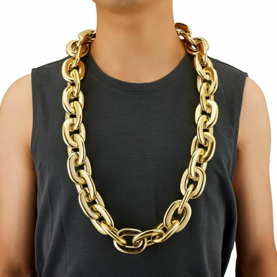 Necklaces | XIUMALU Xiumalu Passed Colorfast Test,98Cm/39, Hip-Hop Rapper Big Chunky Fake Gold Chain, Super Long Detachable, Non-Fading Party Clothing Plastic Jewelry Necklace Decoration, Women And Men