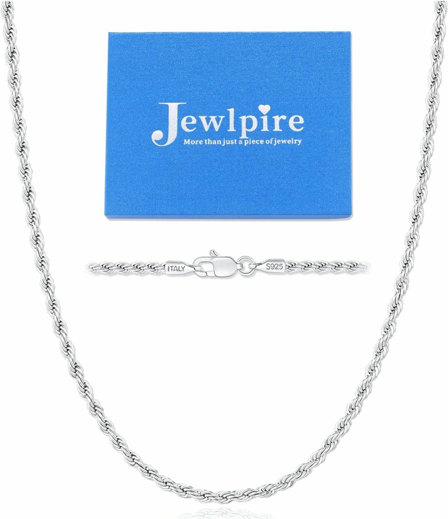 Necklaces | Jewlpire Jewlpire 2Mm Italian Luxury Solid 18K Gold Over 925 Sterling Silver Chain Necklace For Women Men Girls, Diamond Cut Rope Chain Sturdy & Comfortable Women'S Chain Necklaces, 16 18 20 22 24 26 Inch