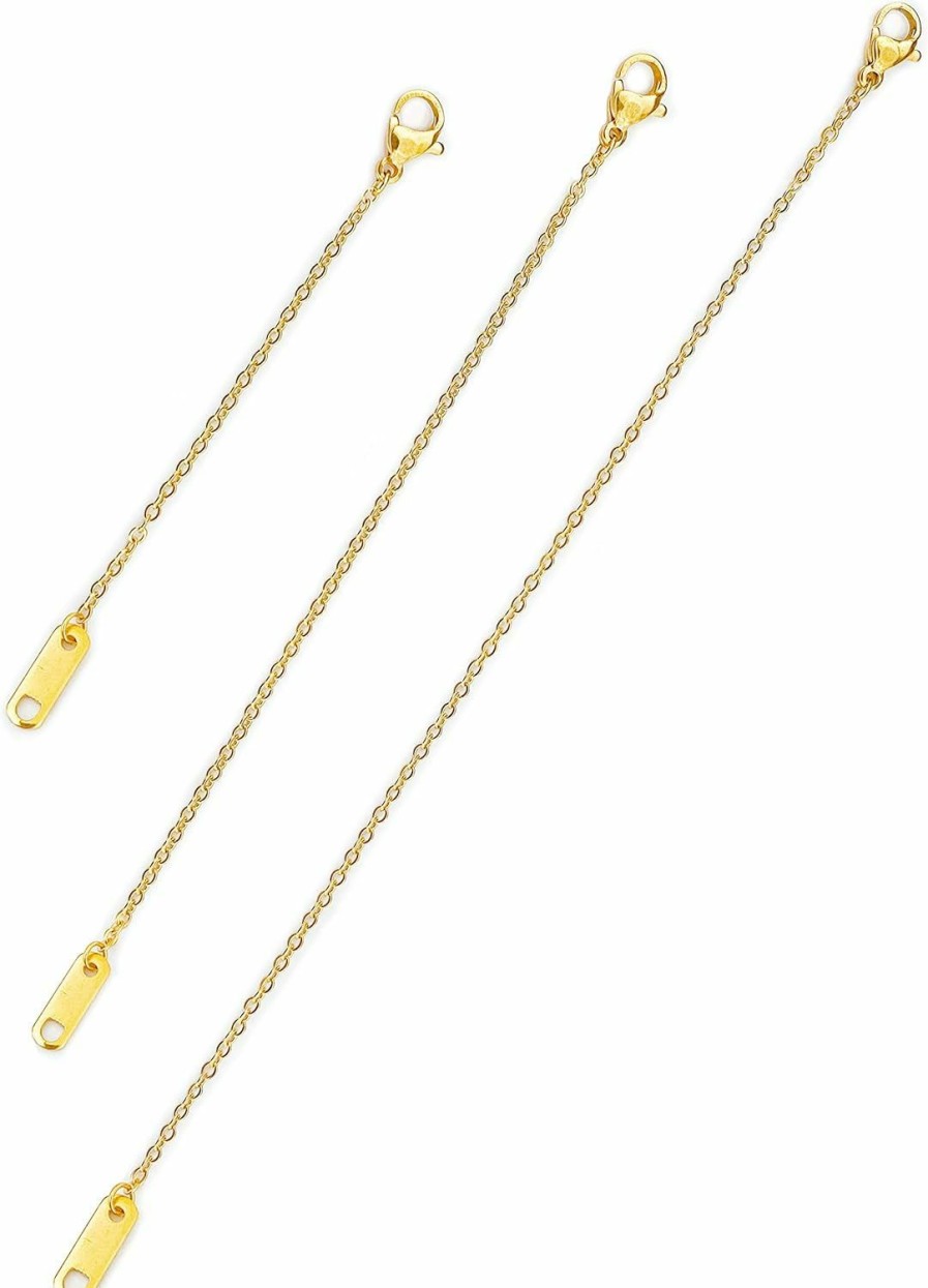 Necklaces | Altitude Boutique Altitude Boutique 18K Gold Plated Necklace Extenders Delicate Necklace Extender Chain Set For Women 3 Piece Set, Extensions 2\", 4\", 6\" Inches Hypoallergenic In Gold, Rose Gold, Or Silver