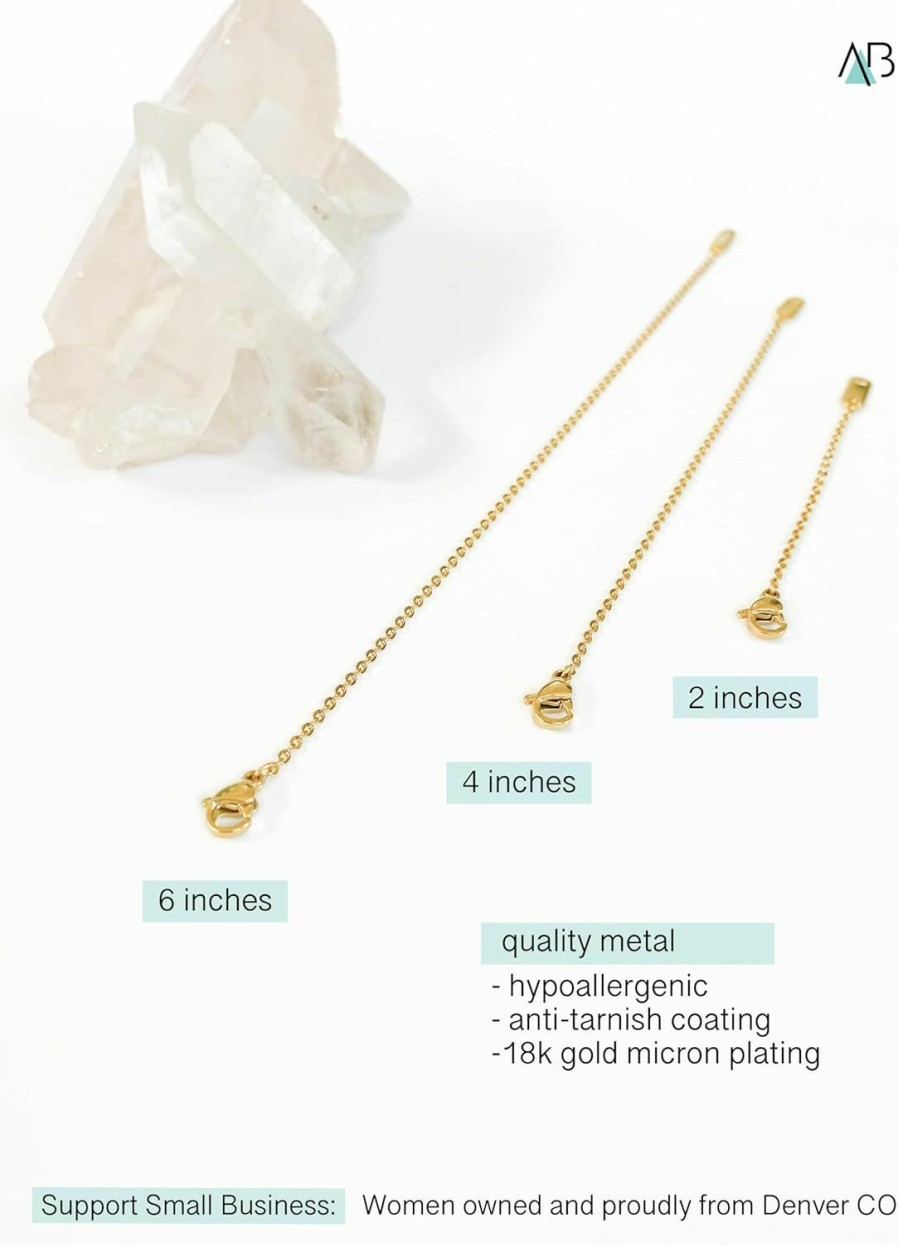 Necklaces | Altitude Boutique Altitude Boutique 18K Gold Plated Necklace Extenders Delicate Necklace Extender Chain Set For Women 3 Piece Set, Extensions 2\", 4\", 6\" Inches Hypoallergenic In Gold, Rose Gold, Or Silver