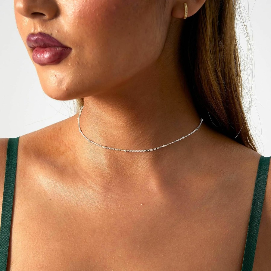 Necklaces | Feskive Feskive Dainty Gold Choker Necklace For Women 14K Gold/Silver Plated Delicate Dot Snake Coin Chain Necklaces Different Length Lip Satellite Necklace Minimalist Jewelry For Women