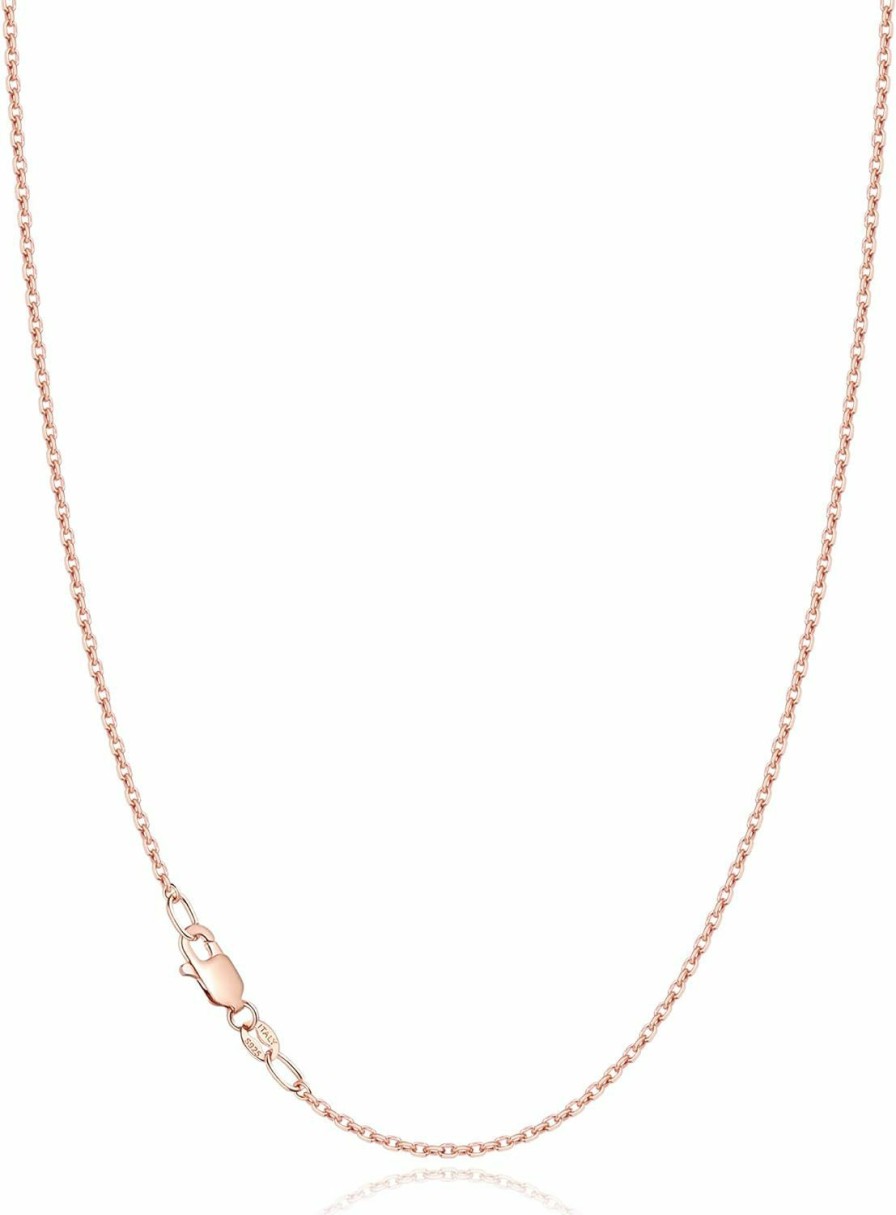 Necklaces | Jewlpire Jewlpire Solid 18K Gold Over 925 Sterling Silver Chain Necklace For Women Girls, 1.2Mm Cable Chain Necklace Thin & Dainty & Sturdy Women'S Chain Necklaces 14/16/17/18/20/22/24 Inch