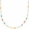 Necklaces | Barzel Barzel 18K Gold Plated Multi Stone Crystal Baguette Necklace For Women - Made In Brazil