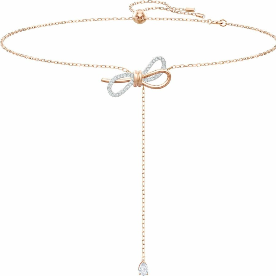 Necklaces | Amazon Swarovski Lifelong Bow Necklace And Bracelet Jewelry Collection, Clear Crystals, Rhodium Finish