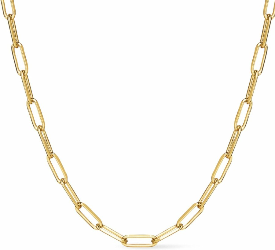 Necklaces | Ana Luisa Ana Luisa Chain Necklace - 14K Gold Plated Link Chain Necklace - Versatile, Easy-To-Layer, Hypoallergenic, Water-Resistant & Tarnish-Free Necklace - 14K Gold Necklace - Adjustable Chain Length