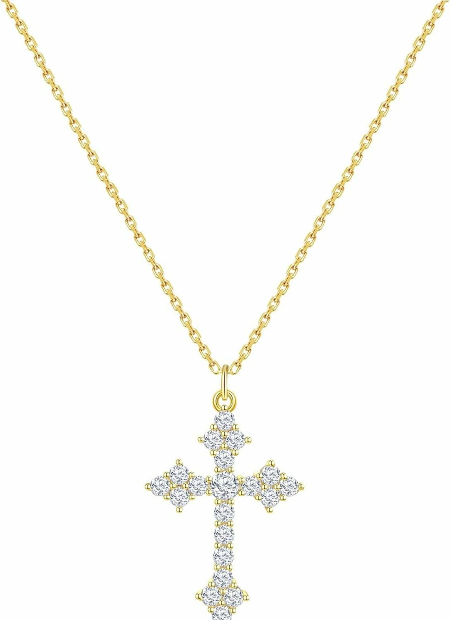 Necklaces | CORIXTAL Corixtal Silver Cross Necklace Women 14K Real Gold Plated Cross Necklace For Women Silver Cross Jewelry Silver Cross Necklace For Women Christmas Birthday Gifts For Women Cross Girls