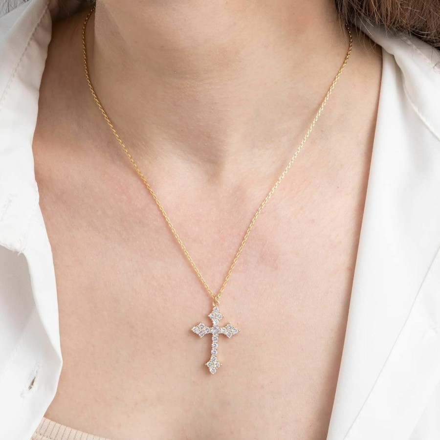 Necklaces | CORIXTAL Corixtal Silver Cross Necklace Women 14K Real Gold Plated Cross Necklace For Women Silver Cross Jewelry Silver Cross Necklace For Women Christmas Birthday Gifts For Women Cross Girls