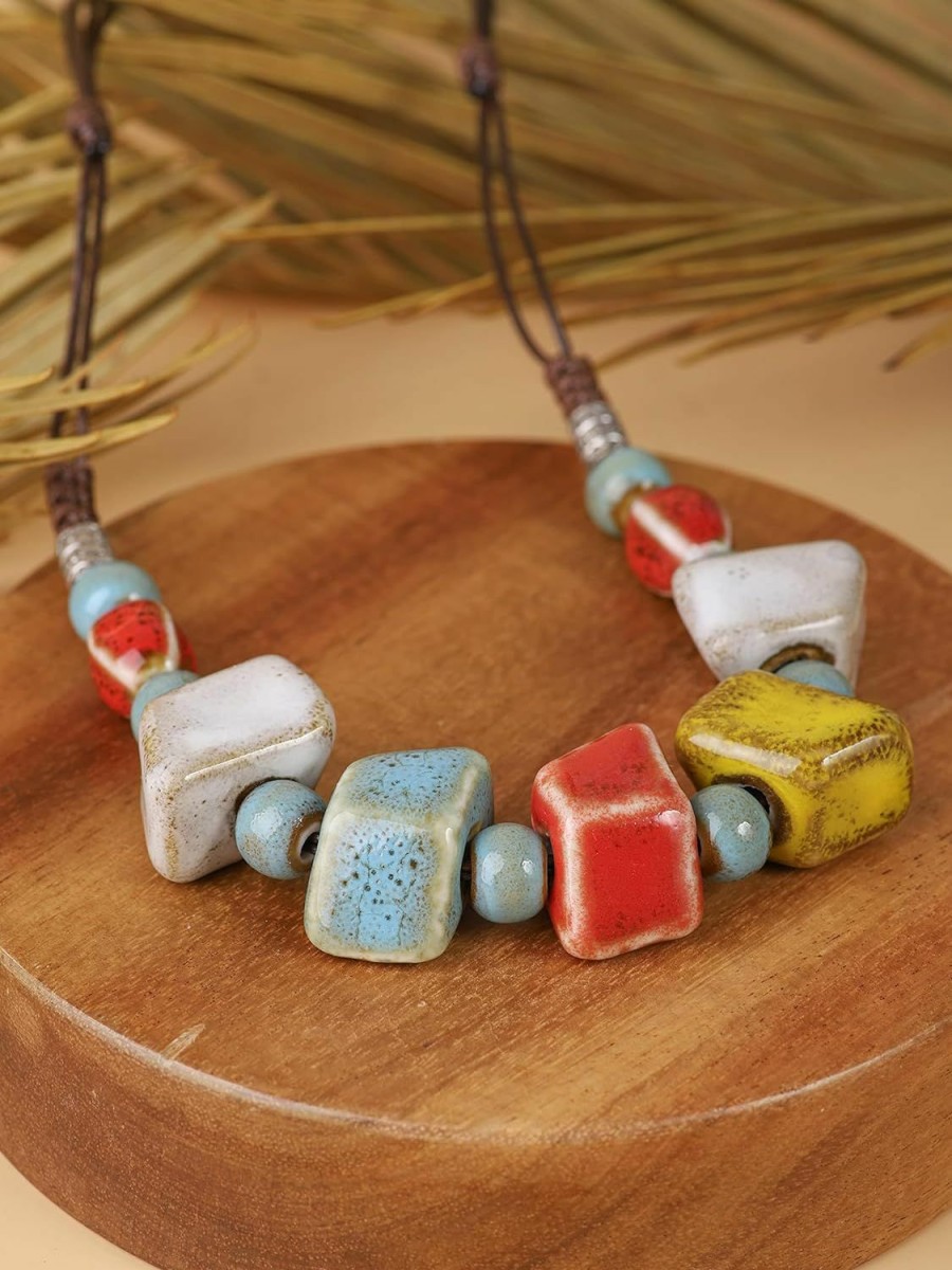 Necklaces | MINACHI Minachi Boho Hippie Colorful Ceramic Bead Strand Necklace Bohemian Jewelry Gift For Women