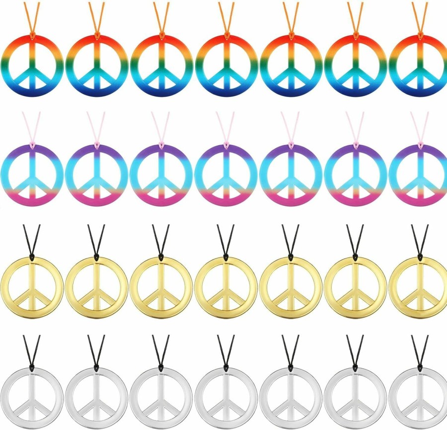 Necklaces | Tatuo Hippie Necklaces Tie Dye Peace Sign Necklaces For Hippie Dressing 70S Women Accessory (200 Pieces)