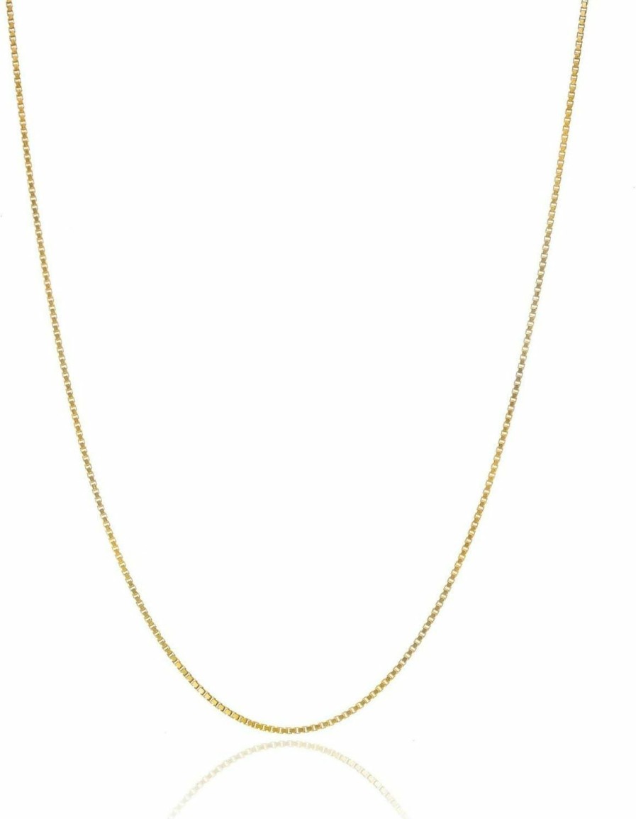 Necklaces | Bling For Your Buck Bling For Your Buck 18K Gold Over Sterling Silver .8Mm Thin Italian Box Chain Necklace For Women And Men, Sizes 14" - 40"