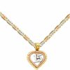 Necklaces | TGDJ Tgdj 14K Tri Color Gold Sweet 15 Years Quinceanera Heart Charm Pendant With 1.5Mm Valentino Chain | 14K Gold Necklace Chain With Pendant | Spring-Ring Clasp Pattern Uni Real Gold Chain