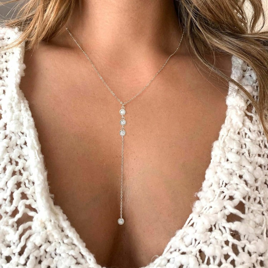 Necklaces | Tewiky Tewiky Lariat Necklace For Women, Dainty Gold Long Necklaces 14K Gold Plated Heart Pearl Cz Teardrop Pendant Necklace Simple Gold Drop Necklace Trendy Y Necklace Fashion Gold Jewelry For Women Girls