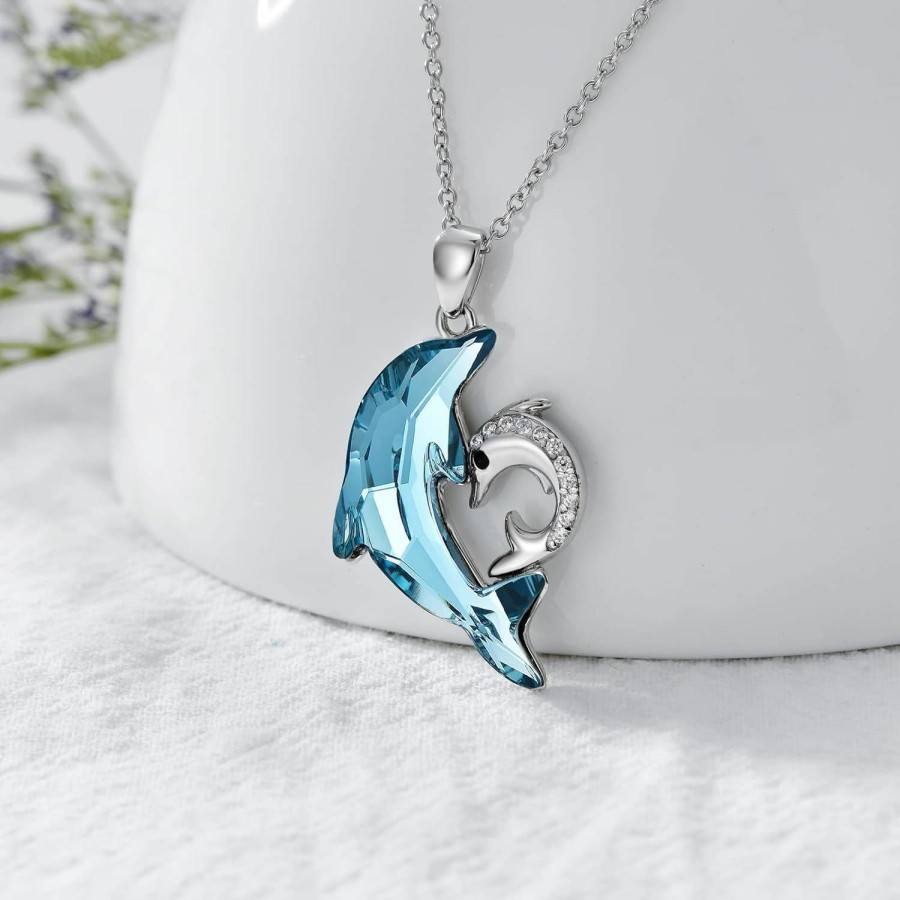 Necklaces | TOUPOP Toupop Dolphin Gifts For Women Sterling Silver Dolphin Crystal Pendant Necklace Jewelry Gifts For Women Girls Mom On The Birthday Beach Mothers Day Graduation