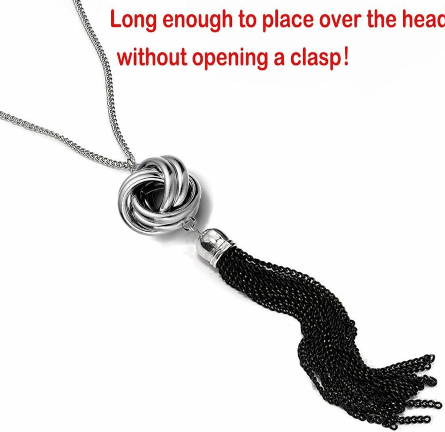 Necklaces | Perfect 4U Long Tassel Necklace Silver Tone Lovely Knot Tassel Pendant Knot Snake Chain For Women