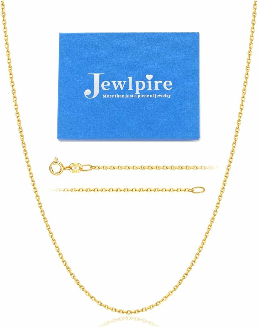 Necklaces | Jewlpire Jewlpire 1Mm Italian Ultra Luxury Solid 24K Gold Over 925 Sterling Silver Chain Necklace For Women Girls, Hypoallergenic Cable Chain Sturdy & Shiny & Thin Women'S Chain Necklaces 16/18/20/22/24 Inch