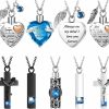 Necklaces | Henoyso 9 Pcs Heart Cross Cubic Urn Necklace For Ashes Keepsake Cremation Jewelry Stainless Steel Necklace Crystal Memorial Pendant Heart Locket Ashes Necklace For Women Men Loved Ones, 9 Styles