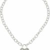 Necklaces | GUESS Guess \"Basic\" Silver Framed Heart Logo Pendant Necklace, 18\" + 2\" Extender