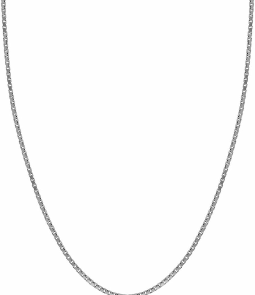 Necklaces | Honolulu Jewelry Company Honolulu Jewelry 14K Real Solid White Gold 0.5Mm Or 1Mm Box Chain Necklace, 16\" - 24\"