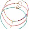 Necklaces | Caiyao Handmade Multilayered Rainbow Colorful Beads Link Chain Moon Star Butterfly Pendant Choker Necklace Friendship Creative Beach Costume Jewelry For Women Girls