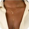 Necklaces | Awvialy Awvialy Dainty Gold Necklace For Women, Cute Long Necklace 14K Gold Plated Cz Lips Bead Y Shaped Lariat Necklace Simple Gold Choker Necklace Aesthetic Drop Necklace Trendy Gold Jewelry For Women