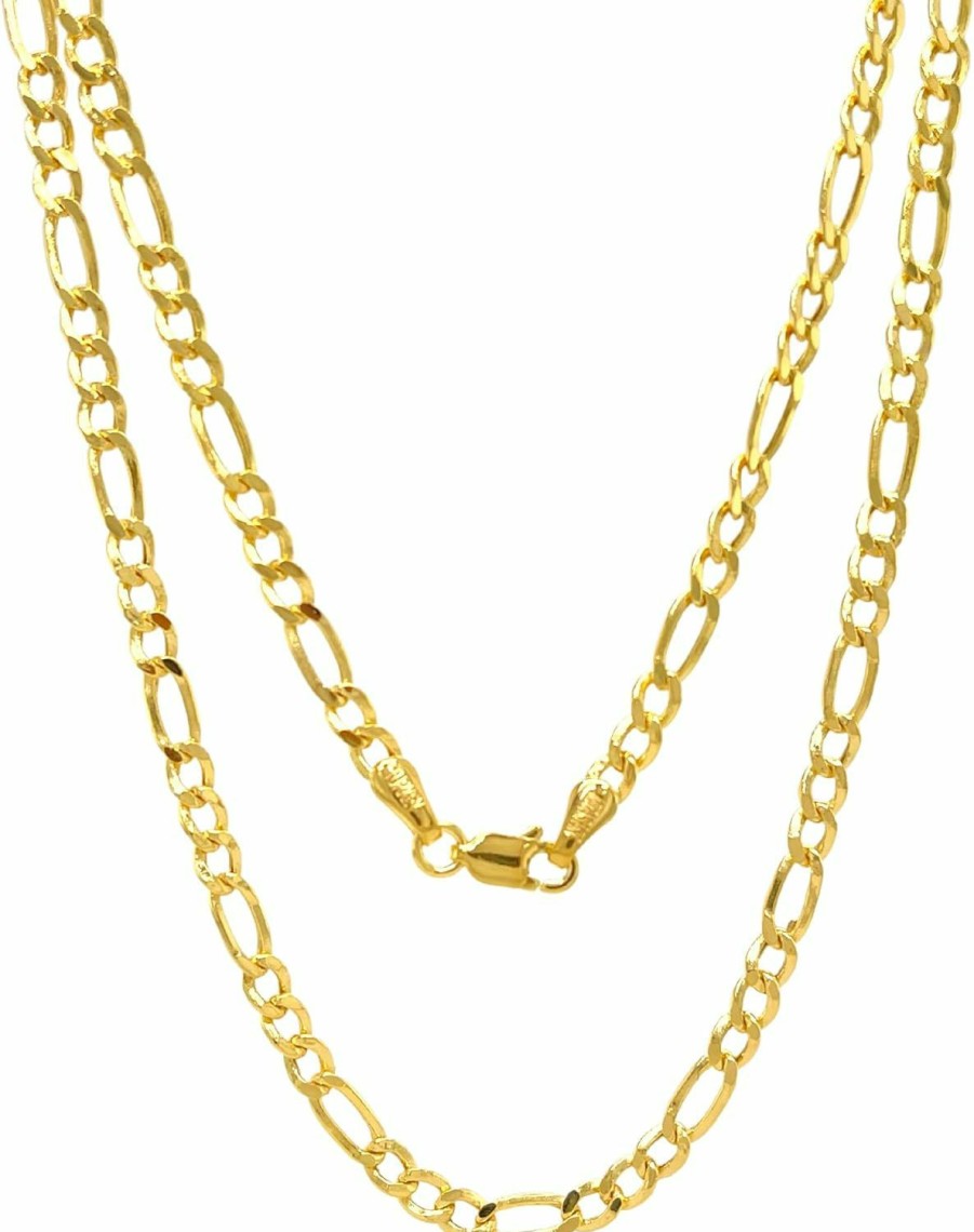 Necklaces | JEWELHEART 14K Real Gold Figaro Chain - 2.45Mm 3.15Mm 4.1Mm 5.1Mm 5.7Mm Diamond Cut Cuban Link Figaro Necklace For Men - Yellow Gold Pendant Necklace For Women With Lobster Clasp 16" 18" 20" 22" 24" 26" 28"