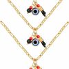 Necklaces | MTLEE Mtlee 3 Pieces Gold Plated Azabache Evil Eye Necklace Figa Hand Simulated Charm Necklace Red Black Figa Protection Jewelry Azabache Necklace Good Luck Pendant For Women Everyday Accessory