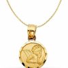 Necklaces | Ioka Ioka 14K Gold Dainty Angel Pendant Religious Charm With 0.5Mm Box Chain Necklace For Women