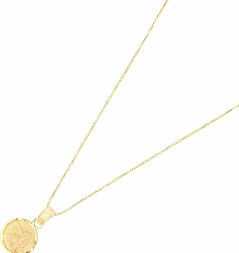 Necklaces | Ioka Ioka 14K Gold Dainty Angel Pendant Religious Charm With 0.5Mm Box Chain Necklace For Women