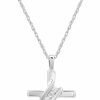 Necklaces | GILDED Gilded Small 10K White Gold Natural Round-Cut Diamond Accent (I-J Color, I2-I3 Clarity) 3 Stone Cross Pendant-Necklace,18\"