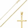 Necklaces | Top Gold & Diamond Jewelry 14K Yellow Gold Box Chain Cross Pendant Necklace - Real Yellow Gold Religious Charm Pendant Necklace - Ideal Gift For Men And Women