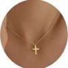 Necklaces | DEARMAY Dearmay Cross Necklace For Women, Dainty Gold Silver Cross Necklaces For Women Simple Layered Small Cross Choker Necklace Thin Chain Necklaces Aesthetic Jewelry For Women Girls Gift