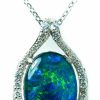 Necklaces | Australian Opal Gallery Australian Fire Opal Necklace - 18X13Mm Genuine Australian Triplets Opal Necklace Pendant White Gold Plated On Sterling Silver Women'S Jewelry