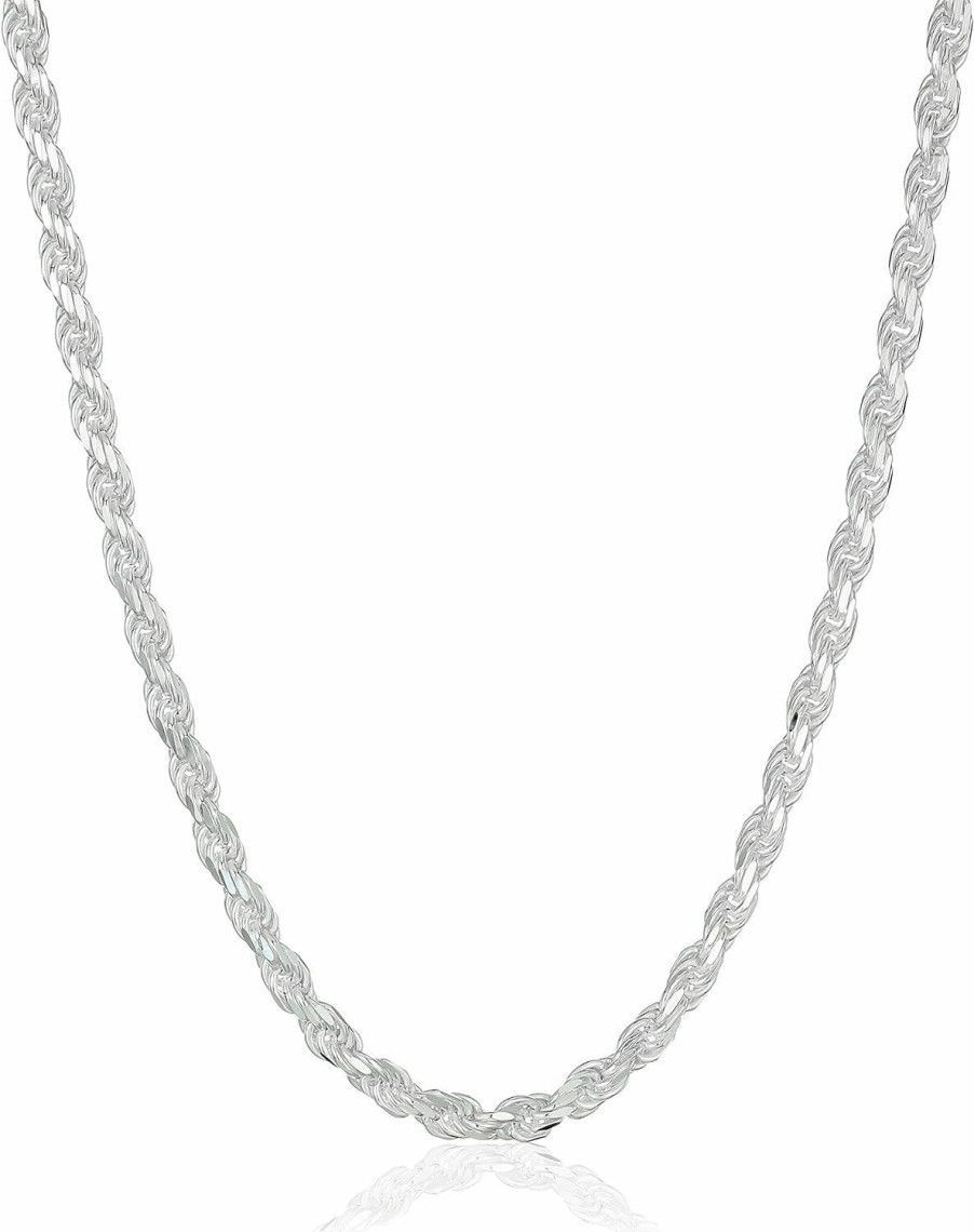 Necklaces | Amazon Essentials Amazon Essentials Sterling Silver Diamond Cut Rope Chain Necklace